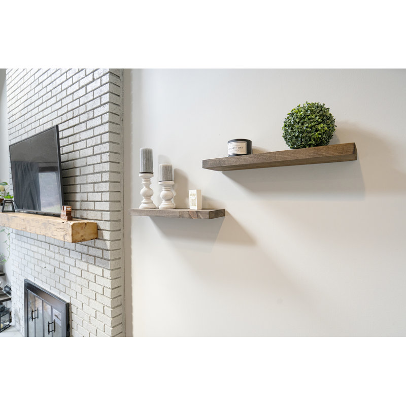 Gracie Oaks 2 Piece Pine Solid Wood Floating Shelf & Reviews